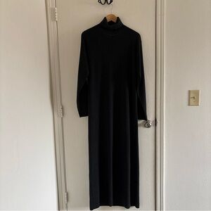 Eileen Fisher 100% Merino Wool Turtleneck Maxi Dress Size M Dark Gray Minimalist